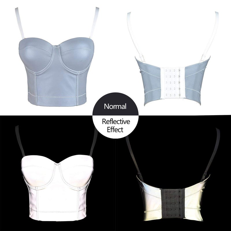 ELLACCI Reflective Metallic Bustier Crop Top Punk Club Party Women's Corset Top Bra Large - Image 4